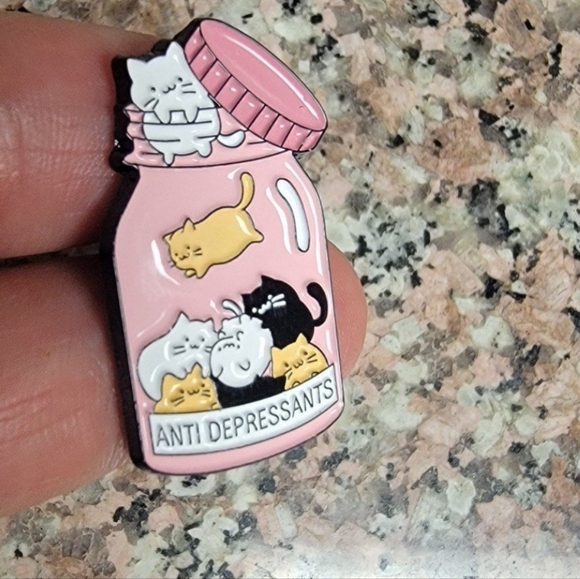 *2 for $13* Antidepressants Cats Crazy Cat Lover Enamel Pin - Picture 2 of 2
